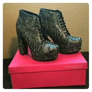 Snakeskin booties